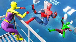 GTA 5 Rainbow Spiderman Flooded Los Santos Jumps and Falls (GTA V Ragdolls & Fails) #2