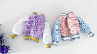 Bomber jacket crochet tutorial / Doll jacket 🧥