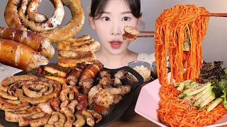 쫠깃탱글 곱대막💕 소곱창 소대창 소막창 매운비빔국수 먹방 Grilled Beef intestines [eating show] mukbang korean food