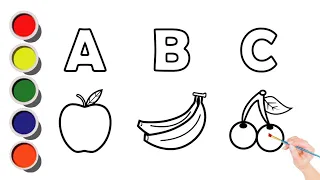 ABC Drawing for kids || A for Apple, B for Banana, C for Cherry || ABC song|| Learn ABC for Toddler