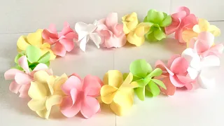カラーコピー用紙で作るフラワーレイ  Paper Flower Lei