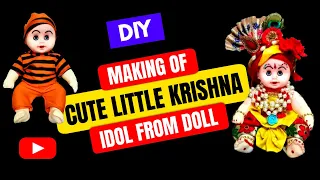 DIY Cute Little Krishna Idol Making From Doll | Lord Krishna Idol Making At Home | #trending #viral