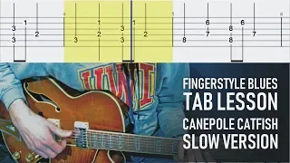 Fingerstyle Blues Tab Lesson: Canepole Catfish (Slow Version)