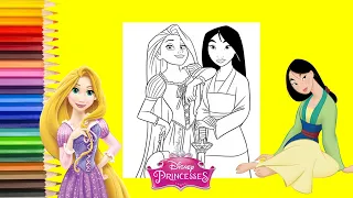 Disney Coloring Pages - Coloring Princess Rapunzel Tangled & Mulan   Coloring Book