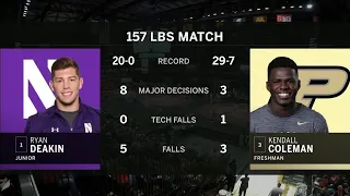 157 LBS: #1 Ryan Deakin (NU) vs. #3 Kendall Coleman (PUR) | 2020 B1G Wrestling Championships