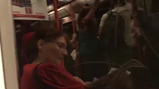 Inside the Prague metro carriage. Czech/Внутри вагона метро Праги. Чехия