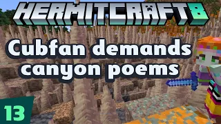 HermitCraft 8 ep 13 — Cubfan demands canyon poems! Castle relocation!