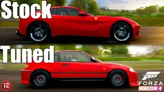 Forza Horizon 4: Stock vs Tuned! Ferrari F12 vs Honda CRX!