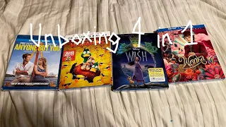 Unboxing Anyone But You, Migration, Wish, and Wonka blu-rays