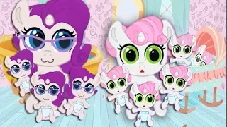 Растим Крошку БЭЛЬ, большая семья в игре карманная пони.  My little pony.