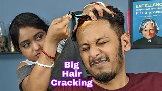 Hair Cracking Again On Me | Water Hair Massage and Ear Massage | Hand Massage and Body Cracking