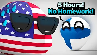 COUNTRIES COMPARE SCHOOL HOURS | Countryballs Animation