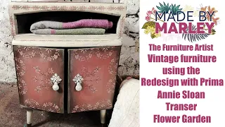 Vintage furniture using the Redesign with Prima Annie Sloan Transfer Flower Garden