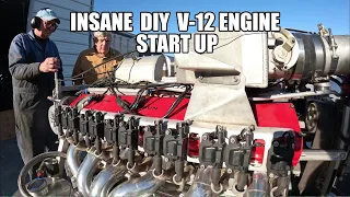 DIY Prototype 20-liter V12 Engine Start Up -