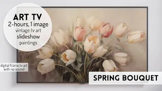 TV Artwork Spring Frame TV Art Painting Vintage Art Neutral Floral Screensaver Framed Art for TV