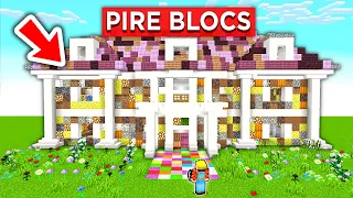 J'ai forcé un Builder PRO à utiliser les PIRES BLOCS pour Construire sur Minecraft.. !