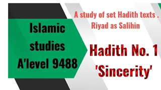 Hadis No.1. Islamic studies A'level 9488.