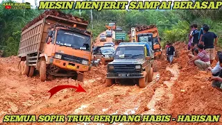 Mesin Menjerit Hebat, Truk Fuso Dan Truk Hino Paksa Habis-Habisan Di Kubangan Lumpur