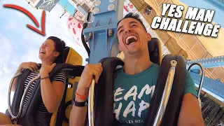 YES MAN CHALLENGE DANS UN PARC D'ATTRACTION ! (en famille) ft. @TiboInShape