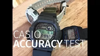 CASIO Accuracy Test!  G-Shock, F91W, etc