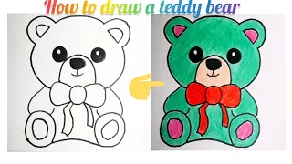 How To Draw A Teddy Bear Step by Step Easy For Kids - US National Teddy Bear Day