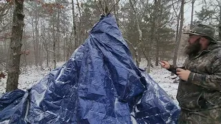 Surviving a sub-zero winter storm in a makeshift teepee