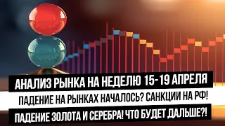 Анализ рынка на неделю 15-19 апреля. Падение индексов Америки и Китая! Падение золота! Что с рублем?