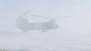 US Army CH-47 Chinook snowy landing