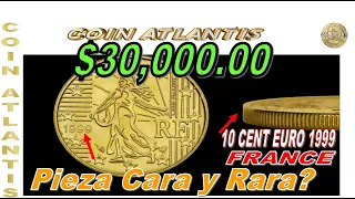 10 cent euro 1999 francia val $30,000.00