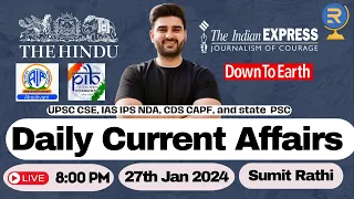 Daily Current Affairs | Hindi & English | Sumit Rathi | 27 Jan-2024 | The Hindu, PIB for UPSC & PSC