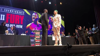 TYSON FURY AND DEONTAY WILDER MEET FACE TO FACE FOR THE FIRST TIME FOR REMATCH