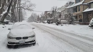 Driving Downtown Toronto Ontario Canada After A Heavy SnowFall