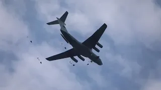 Russian Il-76s dropping an airmobile hospital
