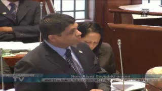 Fijian Attorney-General Aiyaz Sayed-Khaiyum replies to question in Parliament