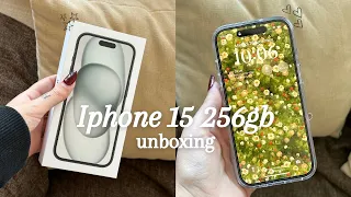 iPhone 15 unboxing | 256 gb black + accessories and setting it up 📲🖤
