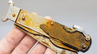 Restoring Rusty old hunting pocket knife 70s. Knife restoration