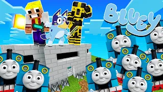 BASE 100% SEGURA VS APOCALIPSIS del TREN THOMAS | Las Aventuras de BLUEY en Minecraft!