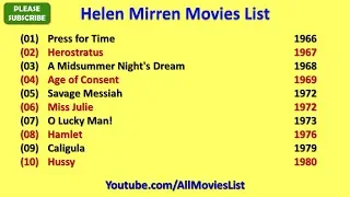 Helen Mirren Movies List