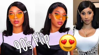 90'S HAIR FLIP Tutorial  -CARDI B inspired hairstyle- ft Nadula hairstyle