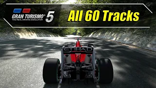 Gran Turismo 5 - Driving All 60 Tracks/Layouts* - With All Updates & DLCs No Reverse (1080@60)