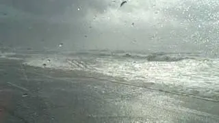 Driving down the Galveston seawall as Hurricane Ike comes ashore.