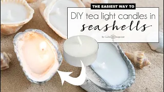 DIY seashell candles using premade tea lights