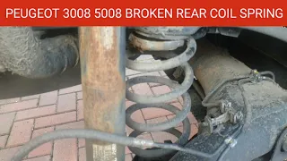 Peugeot 3008 5008 Broken Rear Coil Spring Replacement. How to  Change the Coil Spring on Peugeot Car