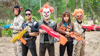 LTT Films : Couple Silver Flash Nerf Guns Fight Criminal Group Rocket Mask Bandits Nerf Mod New