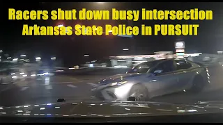 Street takeover in Little Rock goes bad - Arkansas State Police in high speed PURSUIT of racer #pit