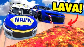 Testing NASCAR Stock Cars vs LAVA Jumps and it Ends in Crashes! (BeamNG Drive Mods)