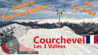 [4K] Skiing Courchevel Les3Vallées, Saulire to Le-Praz - Long Top to Bottom, France, GoPro HERO11