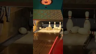 Attempted strike in Toaster Bowling from the Garage Bowling Alley