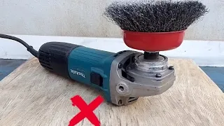 never make a mistake when using a rotating wire brush on the angle grinder