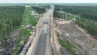 Трасса М12 "Восток". Строительство с высоты. Этап 1. Релакс видео. Обход Покрова, Петушков, Лакинска